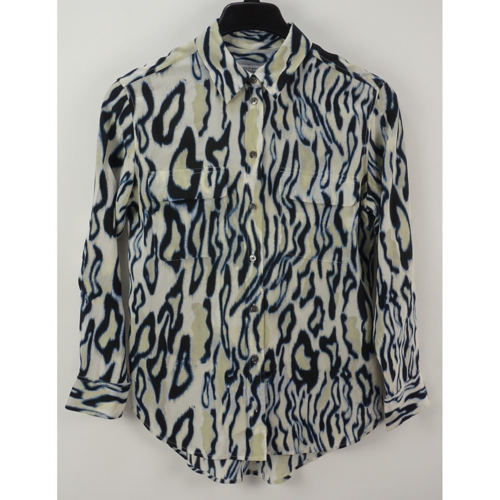 Equipment Femme‎ Silk Button Front Utility Shirt Women's XS Cheetah Geometric